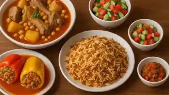 قائمة طبخات يومية أردنية مع اكلات جزائرية مصرية | برنامج طبخ للمطاعم والمنازل