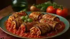 طريقة عمل رولات الباذنجان بالجبن مع لفائق ووصفة رول بالخلطة بالمكرونة