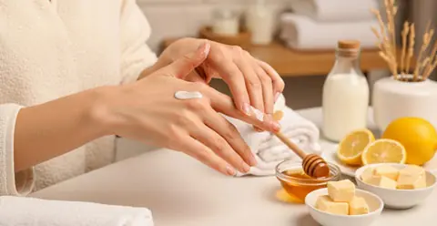 العناية باليدين الجافة وتبييضها